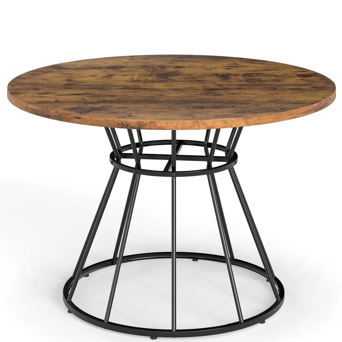 47 Inches Round Dining Table for 4 Farmhouse Kitchen Table with Wooden Tabletop by DirectDeals