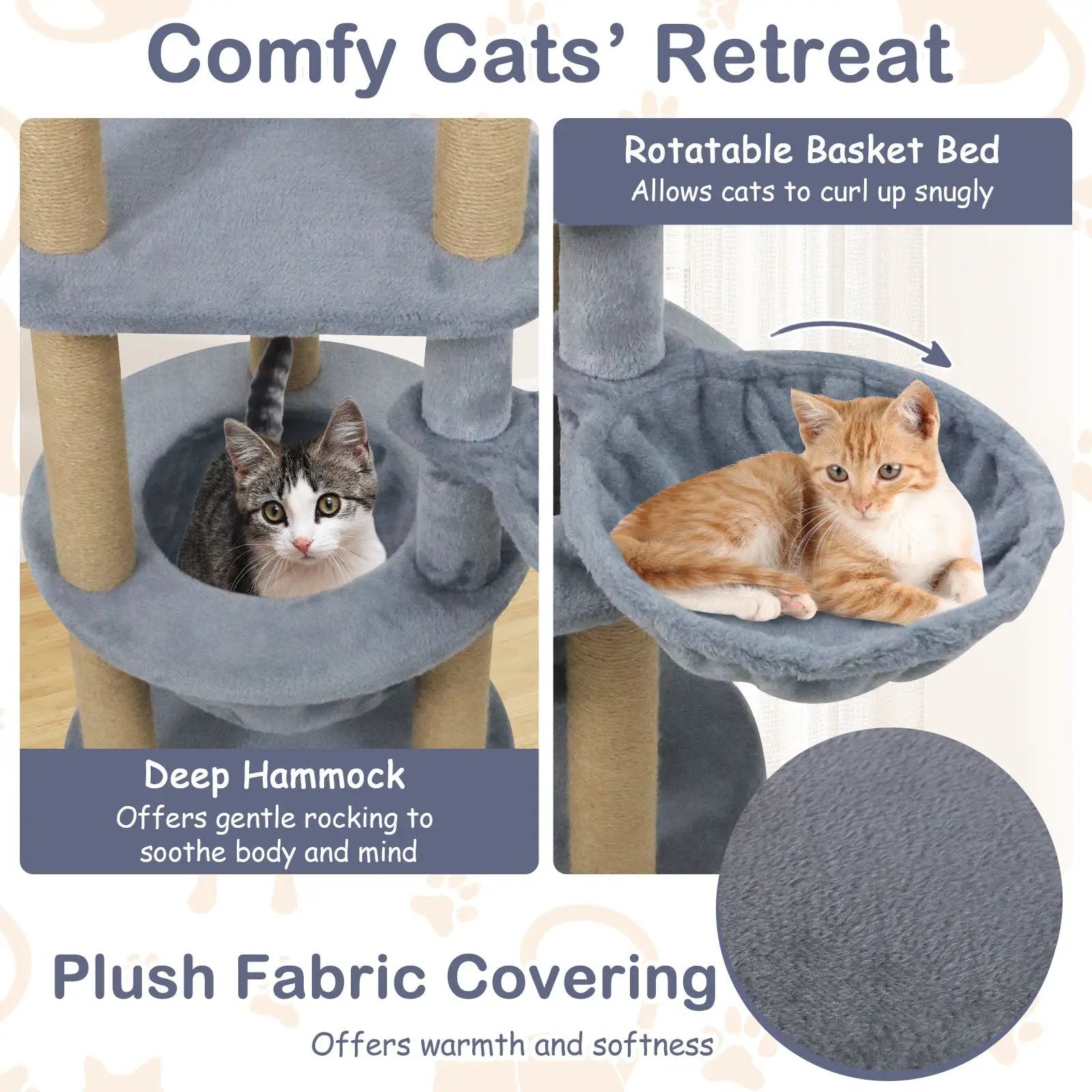 47 Inches Tall Cat Tower with Cat Nest and Scratching Posts-Gray by DirectDeals