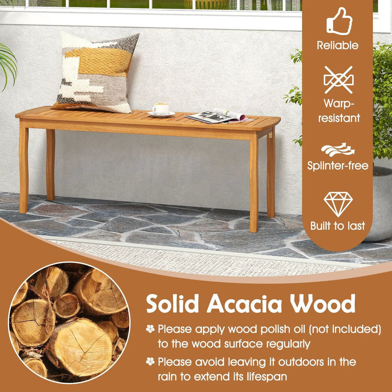Acacia Wood Outdoor 48" Long Patio Dining Bench by DirectDeals