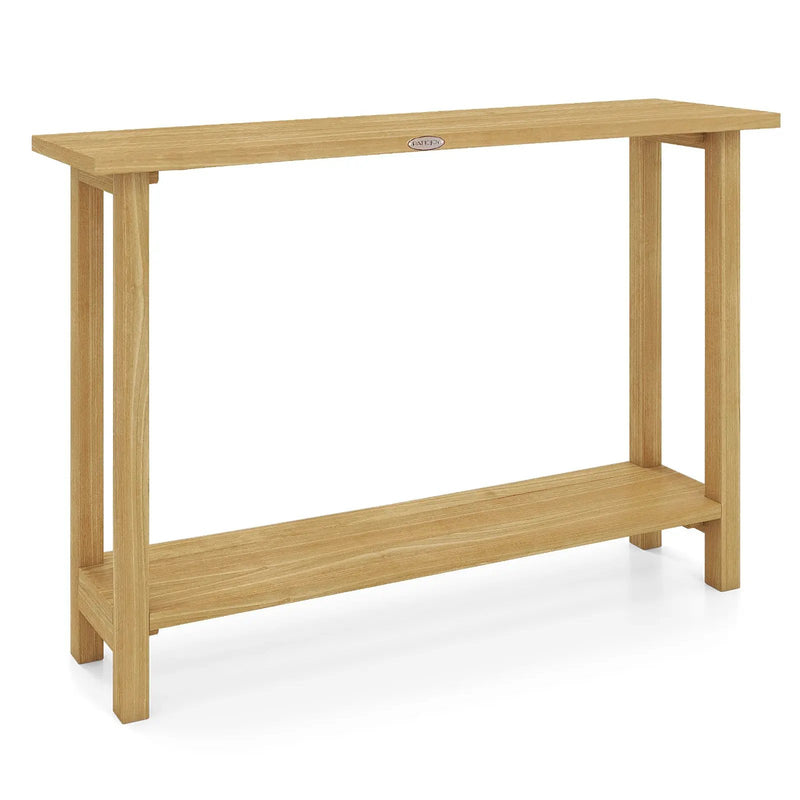 47 Inch Solid Wood Console Table with Teak Wood Frame and Storage Shelf by DirectDeals