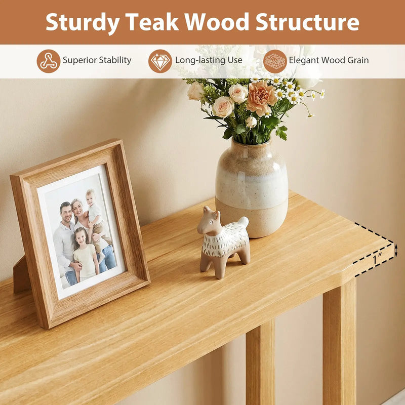 47 Inch Solid Wood Console Table with Teak Wood Frame and Storage Shelf by DirectDeals