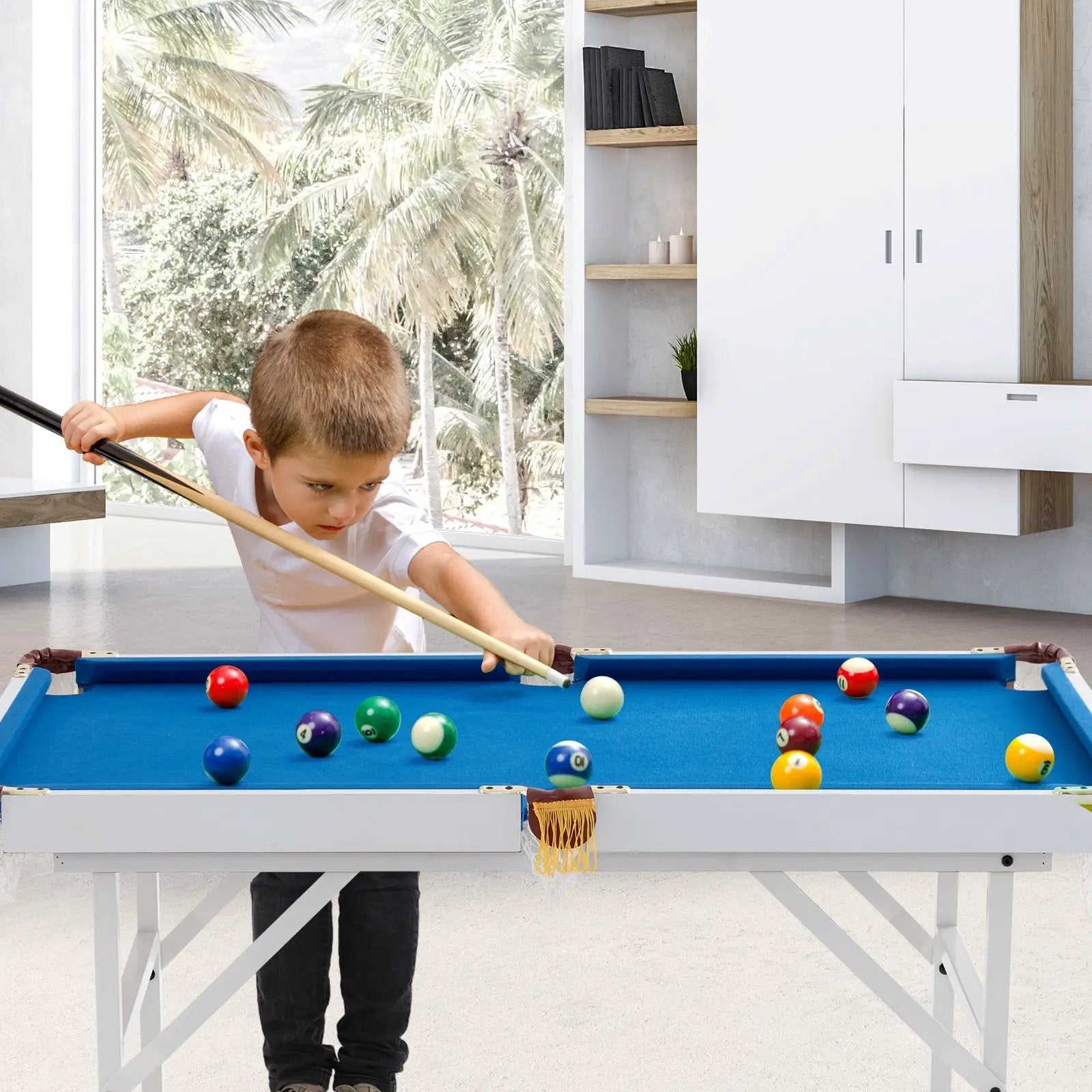 47 Inch Folding Billiard Table with Cues and Brush Chalk by DirectDeals