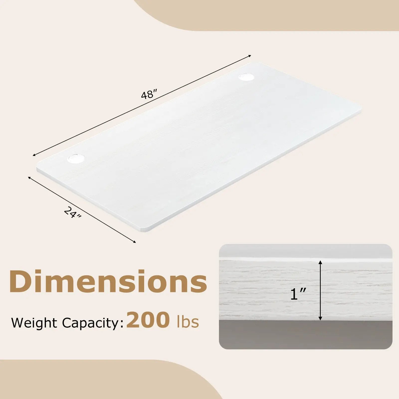 47‚Äù x 24‚Äù Universal Tabletop for Standard and Standing Desk Frame by DirectDeals