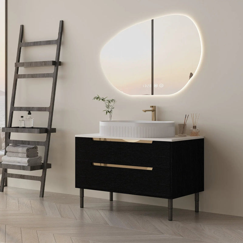 36 Inch Bathroom Vanity with Ceramic Integrated Sink & Soft-Close Drawers by HouseOfZazla