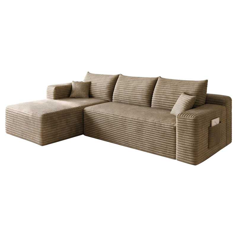 Cloud Sectional Sofa with No Assembly Required - Camel Plush Corduroy, 96", photo 8 of 9