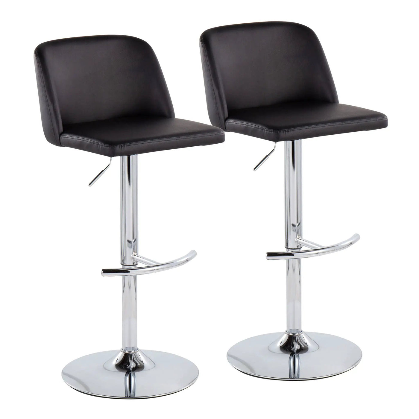 Toriano - Contemporary Adjustable Barstool With Swivel & Rounded T Footrest (Set of 2) by HouseOfZazla