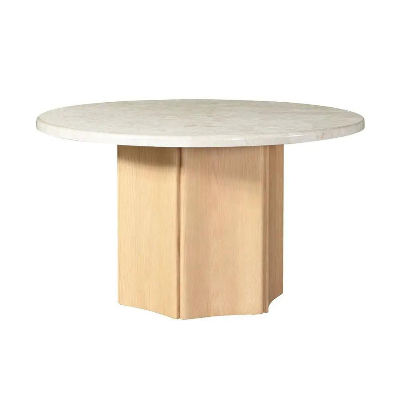 Adalynn - Round Dining Table With Marble Top - White & Weathered Gray Oak by Unique Piece Furniture