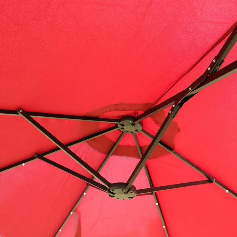 Double- Sided Outdoor Market Umbrella With Lights And Base by Unique Piece Furniture
