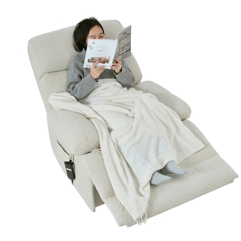 Oversized Power Lift Recliner Chai With Remote Control, Side Pocket, Spacious Seat by Unique Piece Furniture