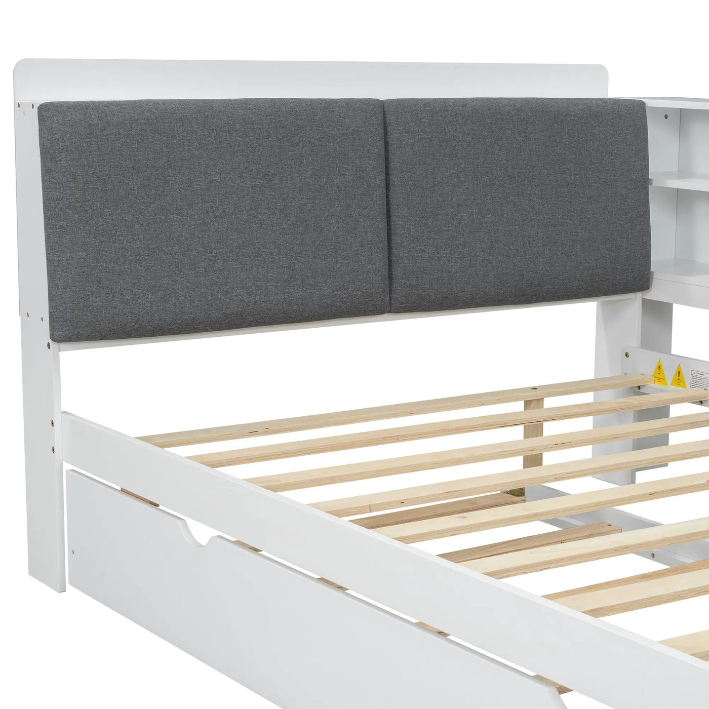 Platform Bed With Trundle, Shelves, And Storage Headboard by HouseOfZazla