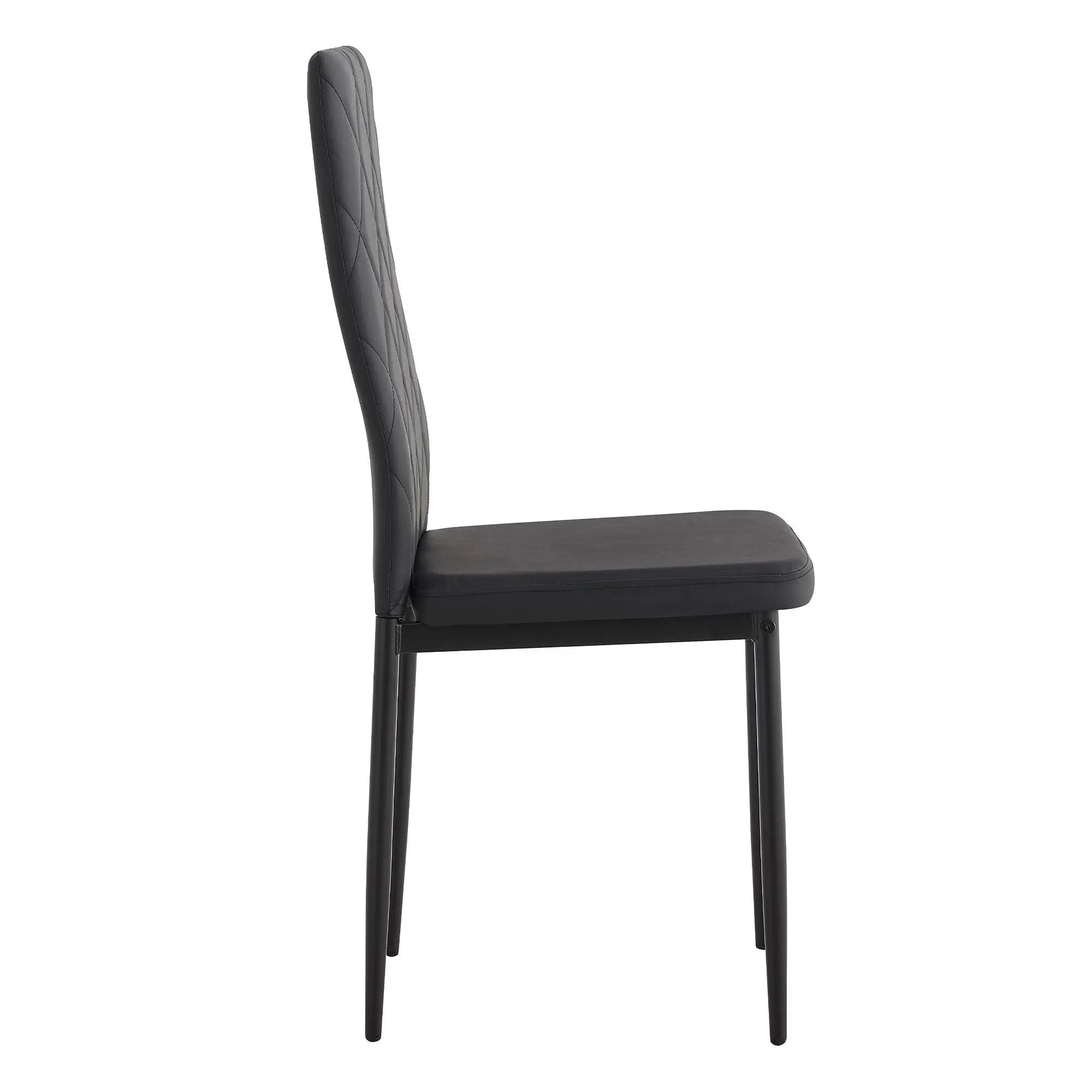 Modern 5 Piece Dining Table Set With Glass Top And Chairs - Black by HouseOfZazla