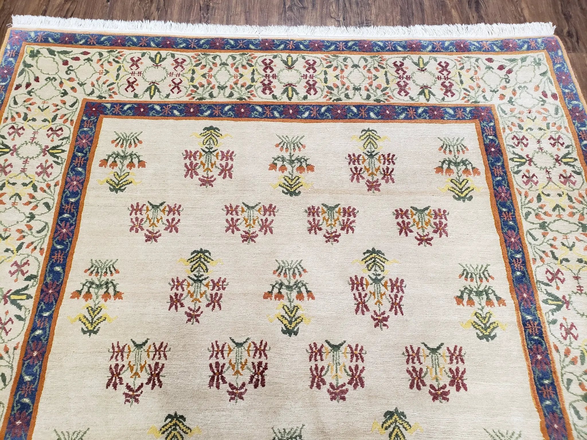 Tufenkian Rug 5.9 x 8.6, Tibetan Nepalese Rug, Hand Knotted, Soft Shiny Wool, Repeated Motifs, Contemporary Modern, Area Rug 6x9, Vintage by Jewel Rugs