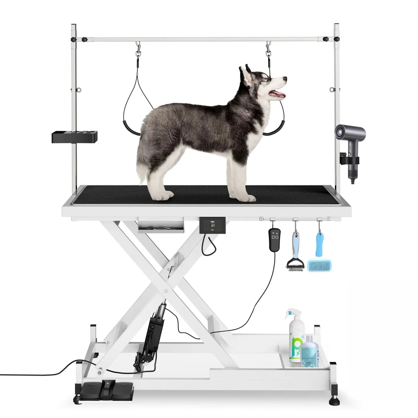 Super Deluxe Electric Pet Grooming Table, Height Adjustable by HouseOfZazla