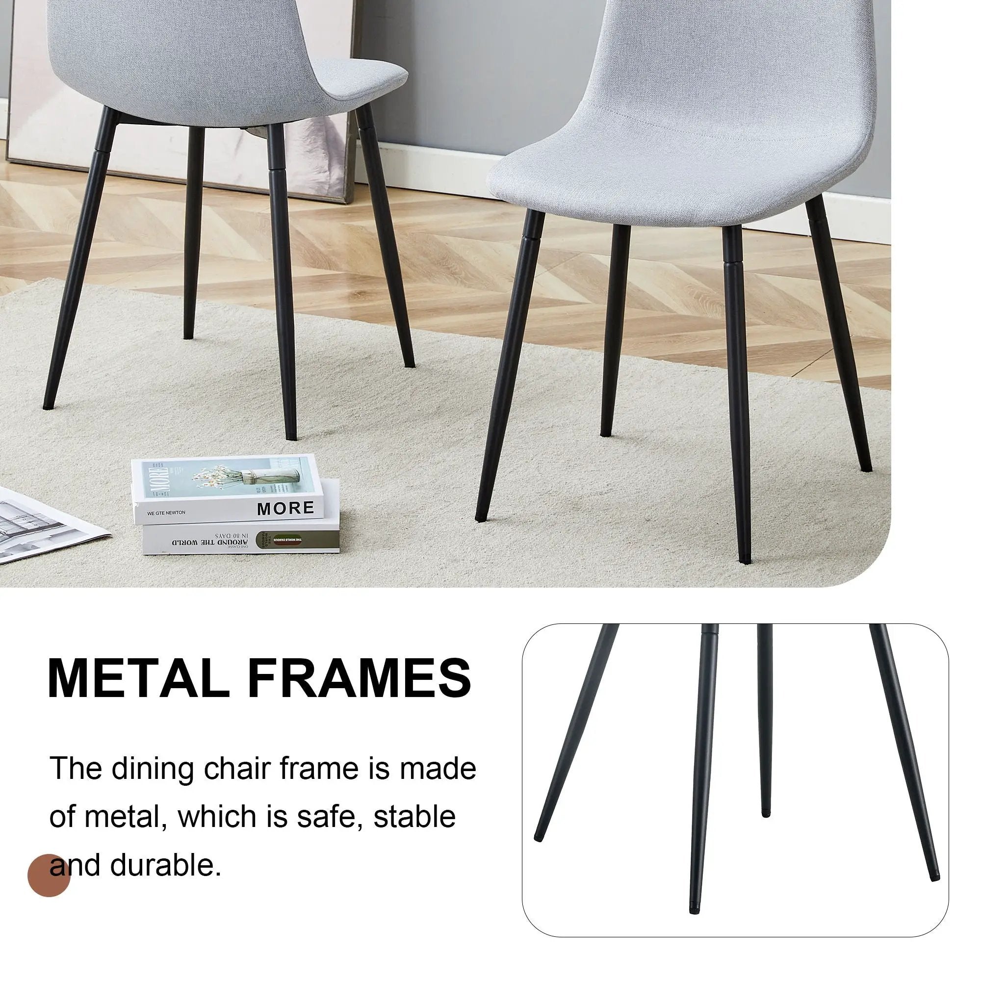 Modern Medieval Style Cushioned Side Chairs Set With Metal Legs For Kitchens by Unique Piece Furniture