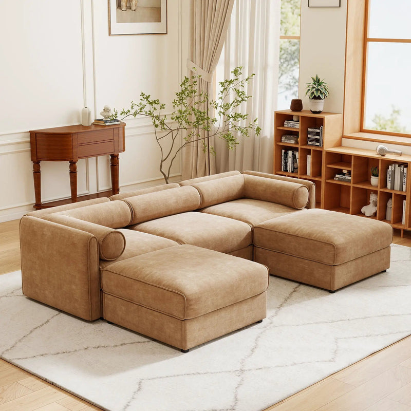 Contemporary Elegant Sofa With Storage And Ottoman by Unique Piece Furniture