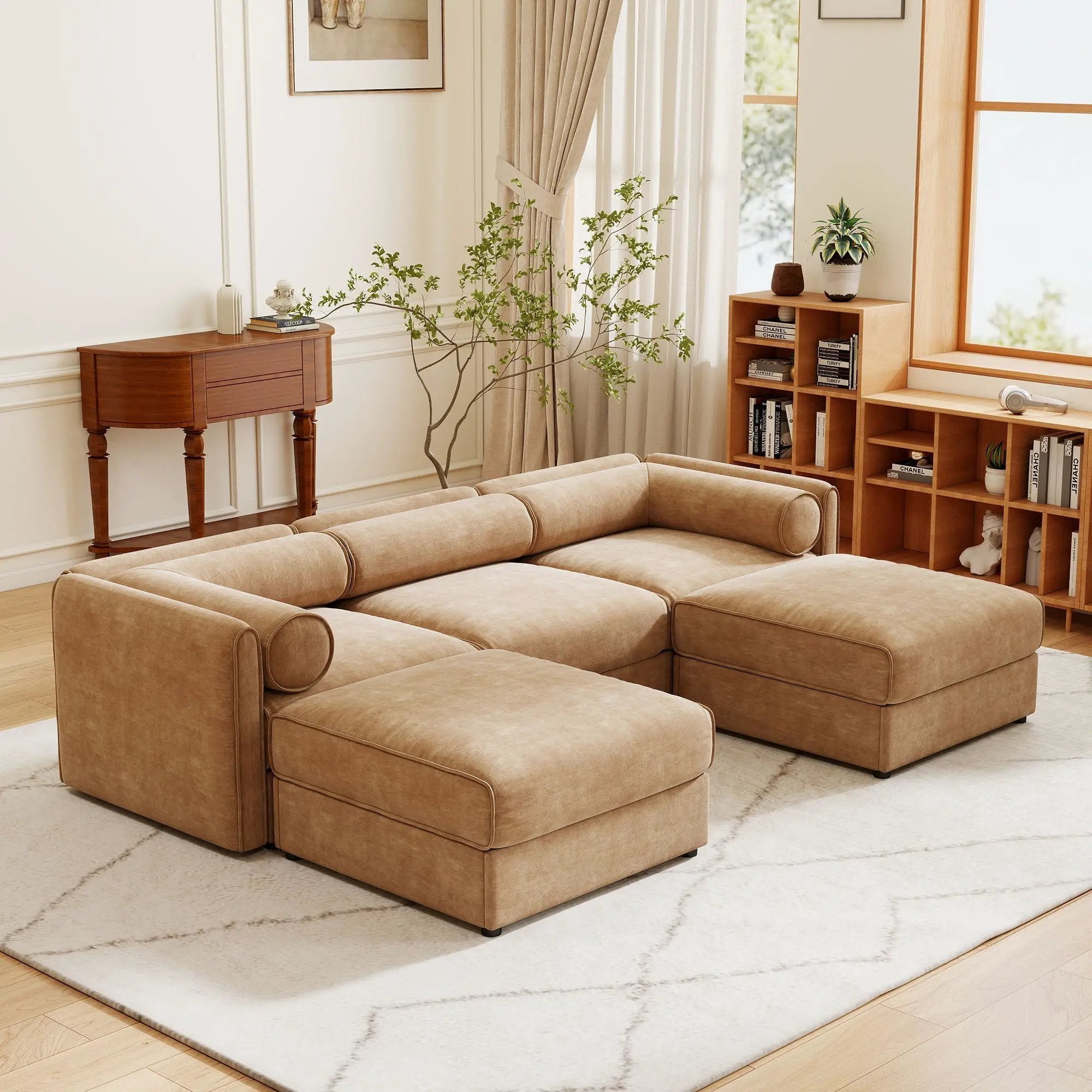 Contemporary Elegant Sofa With Storage And Ottoman by HouseOfZazla