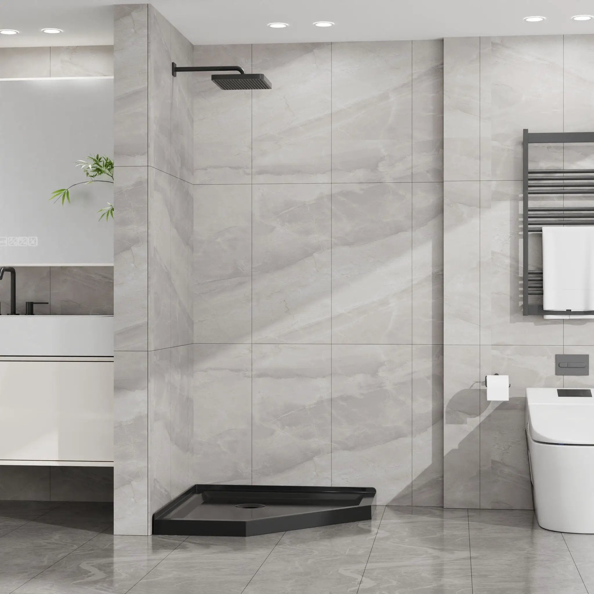 Goodyo - Neo-Angle Shower Base - Black by HouseOfZazla