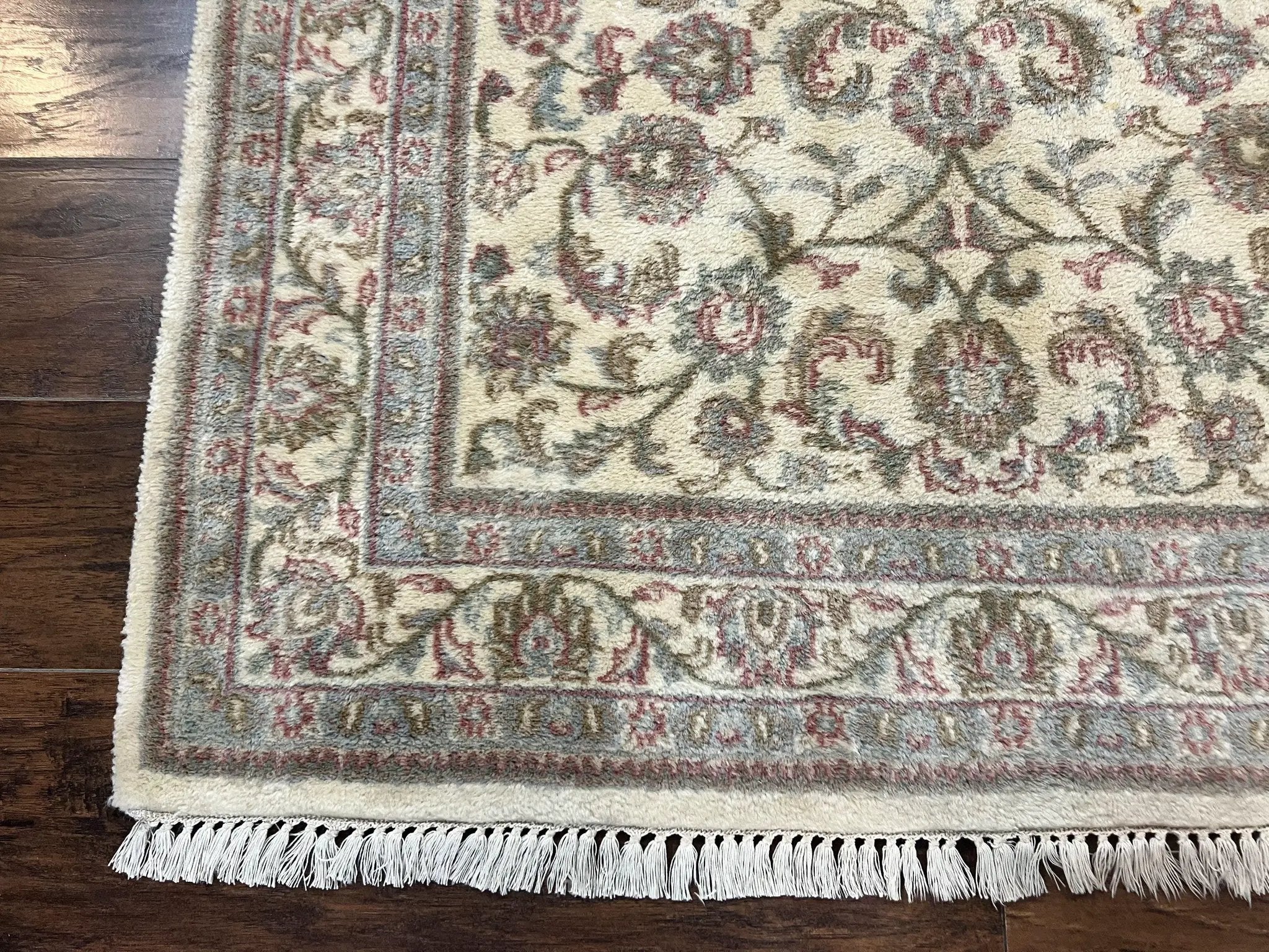Indo Persian Rug 4x6, Vintage Handmade Wool Carpet, Floral Allover Pattern, Beige, Pair A by Jewel Rugs