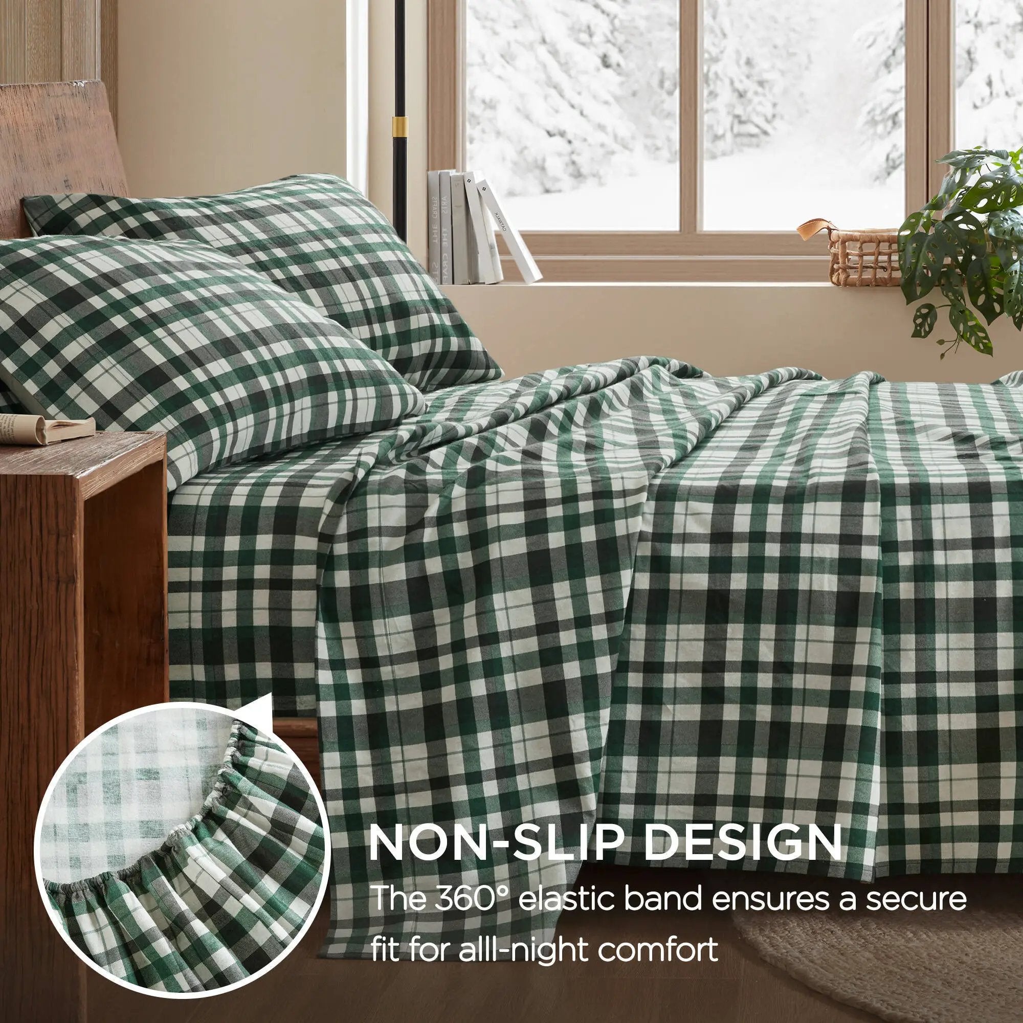 4 Pieces Queen 100% Cotton Flannel Printed Sheet Set Finton by HouseOfZazla