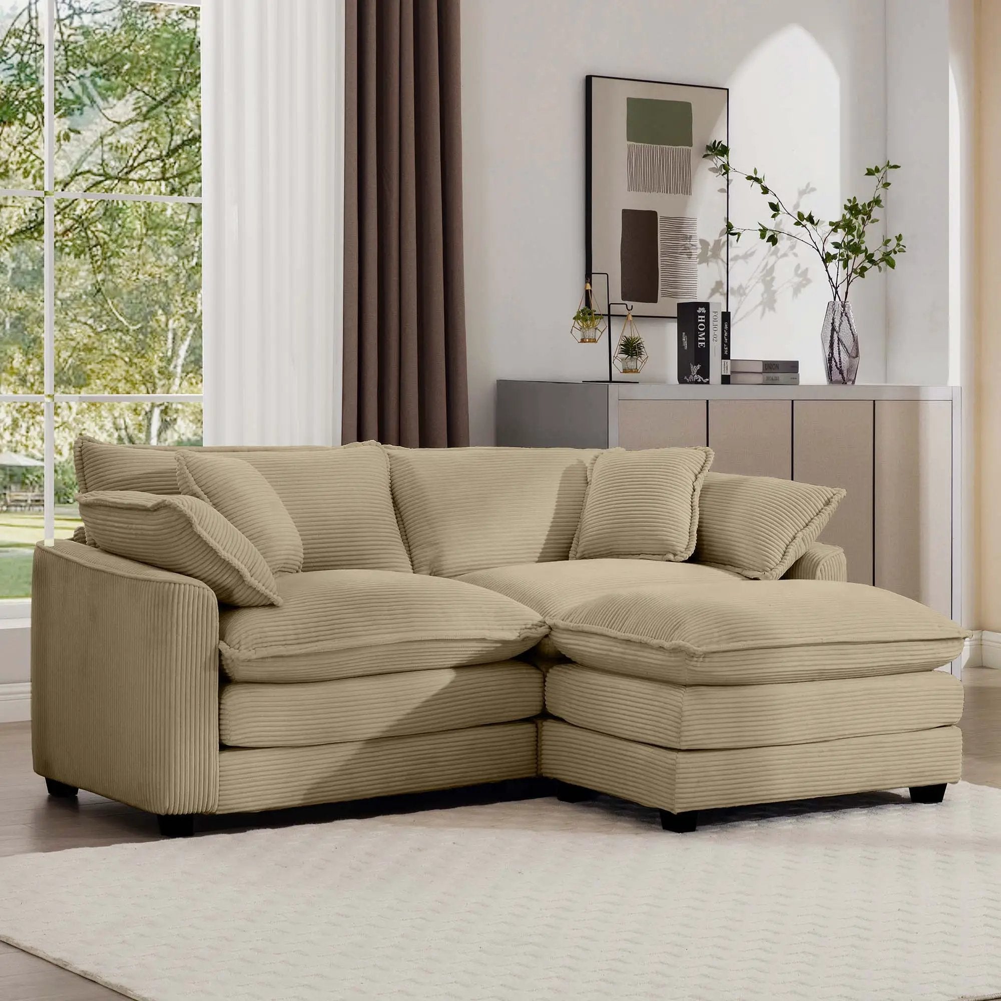 Modern Oversized Modular Cushion Sofa With Ottoman, Low Back, Deep Seating Sofa Set by HouseOfZazla