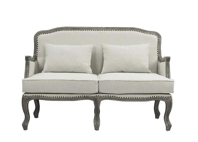 Tania - Loveseat With 2 Pillows - Cream Linen & Gray by Unique Piece Furniture