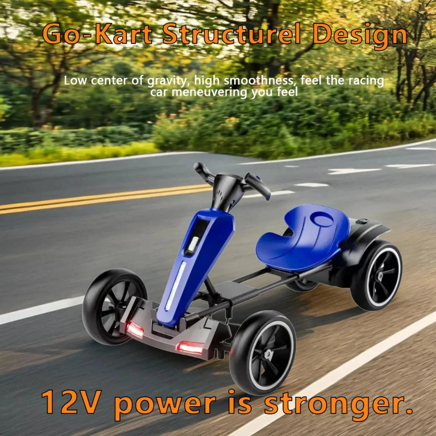 Electric Kids Pedal Go Kart With Adjustable Seat, Foldable Design by HouseOfZazla