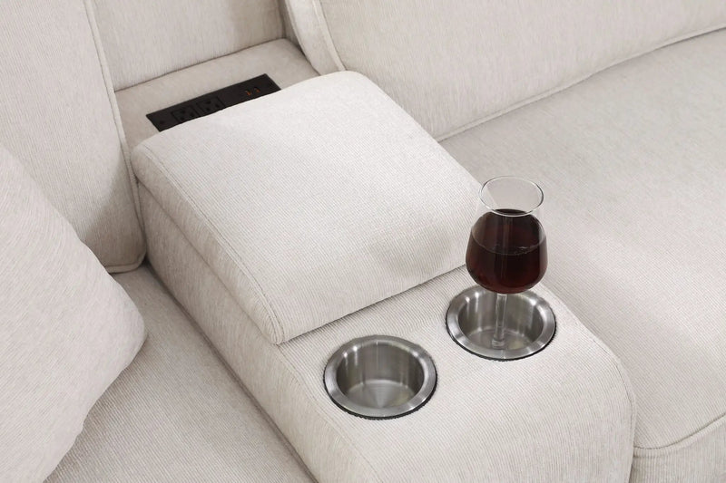Rene - Sectional Sofa With Ottoman - Beige by Unique Piece Furniture