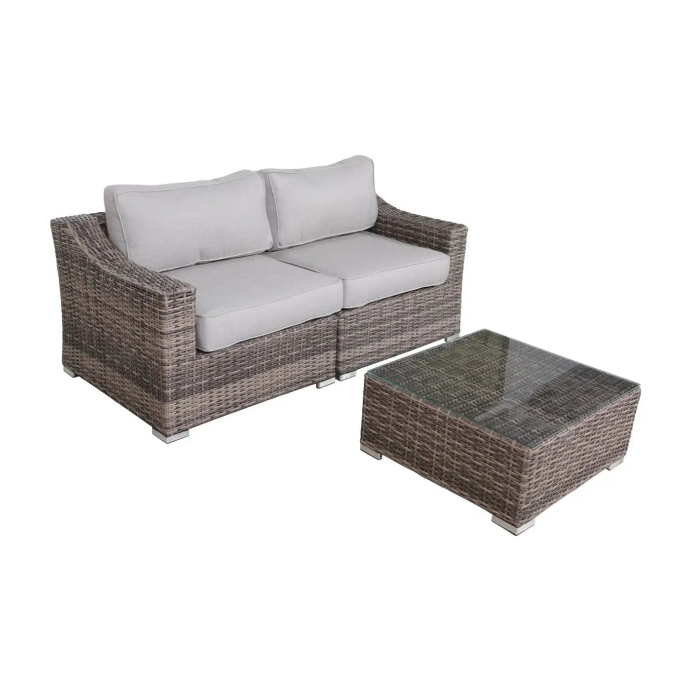 Outdoor Wicker Conversation Set With Cushions, All Weather by Unique Piece Furniture