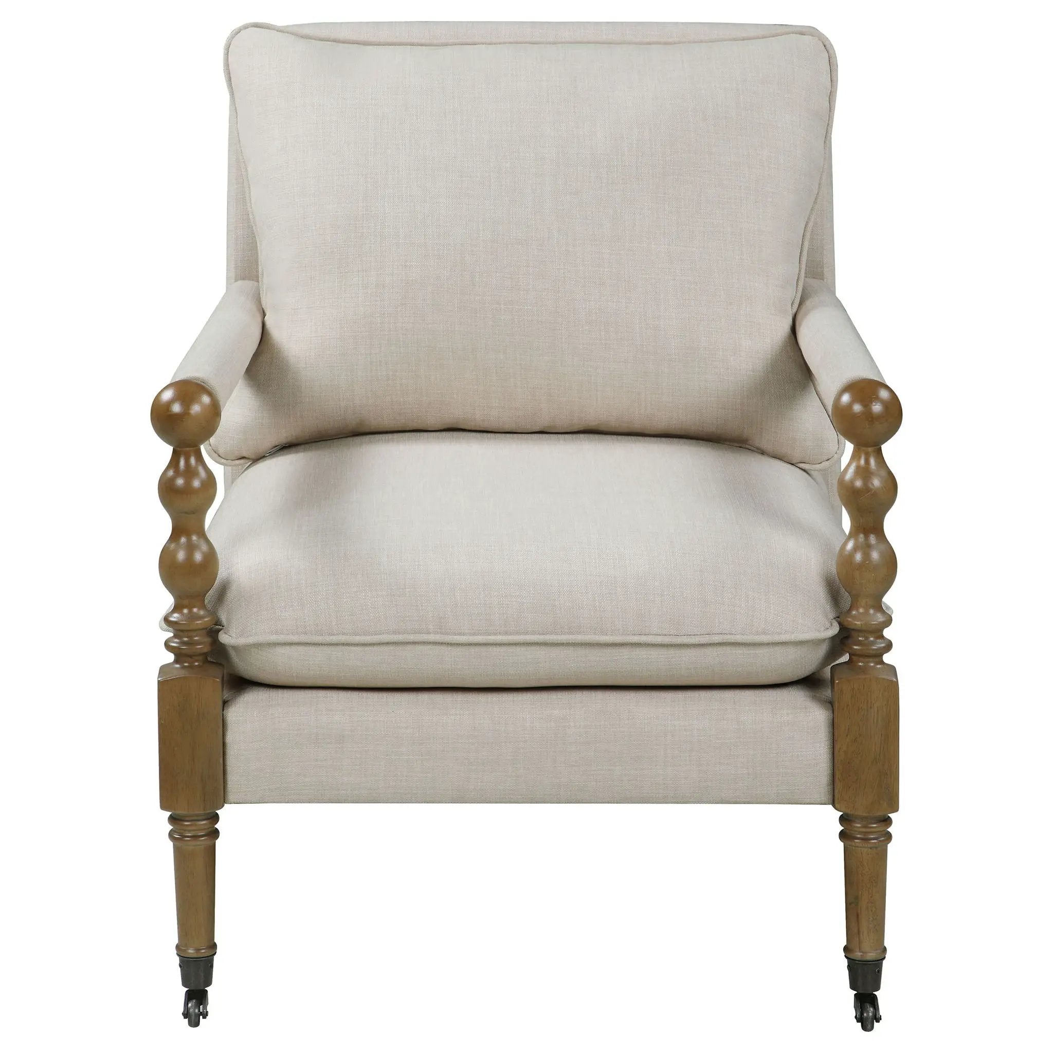 Dempsy Upholstered Accent Chair with Casters Beige by Unique Piece Furniture