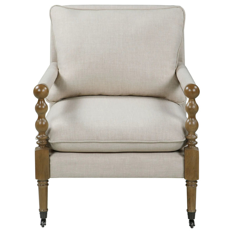 Dempsy Upholstered Accent Chair with Casters Beige by Unique Piece Furniture