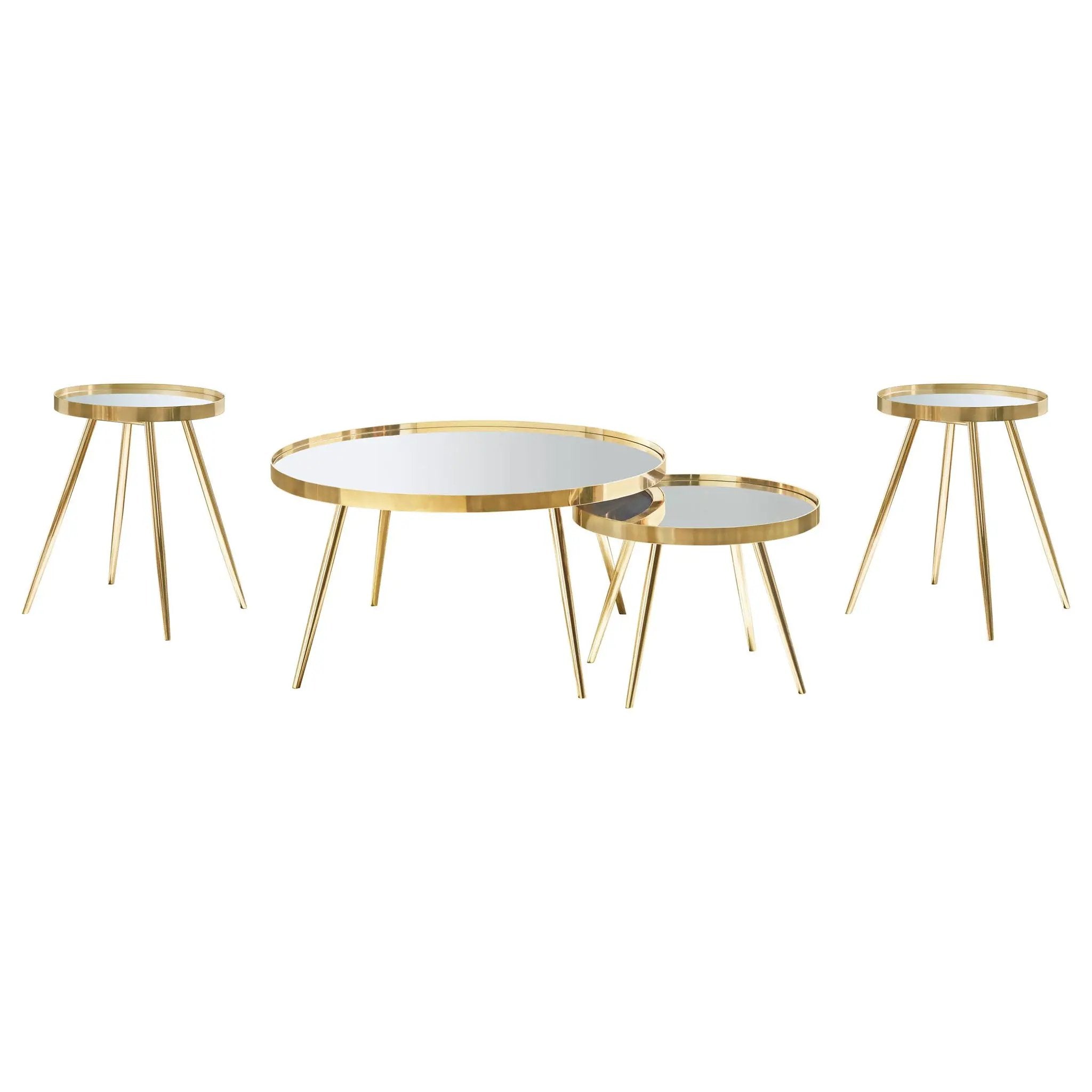 Kaelyn 4-piece Round Coffee and End Table Set Gold by Unique Piece Furniture