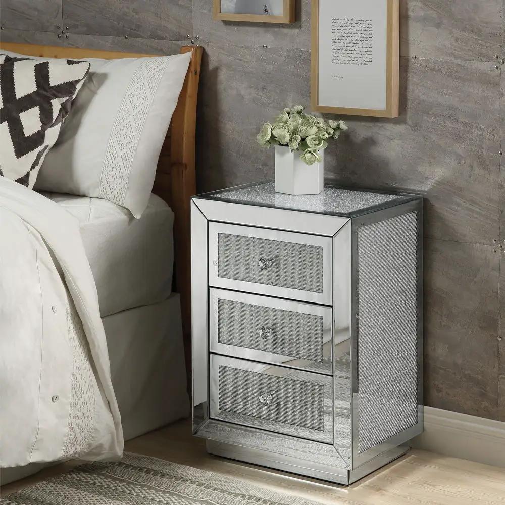 Noralie - 18" X 14" Accent Table - Mirrored & Faux Diamonds by Unique Piece Furniture