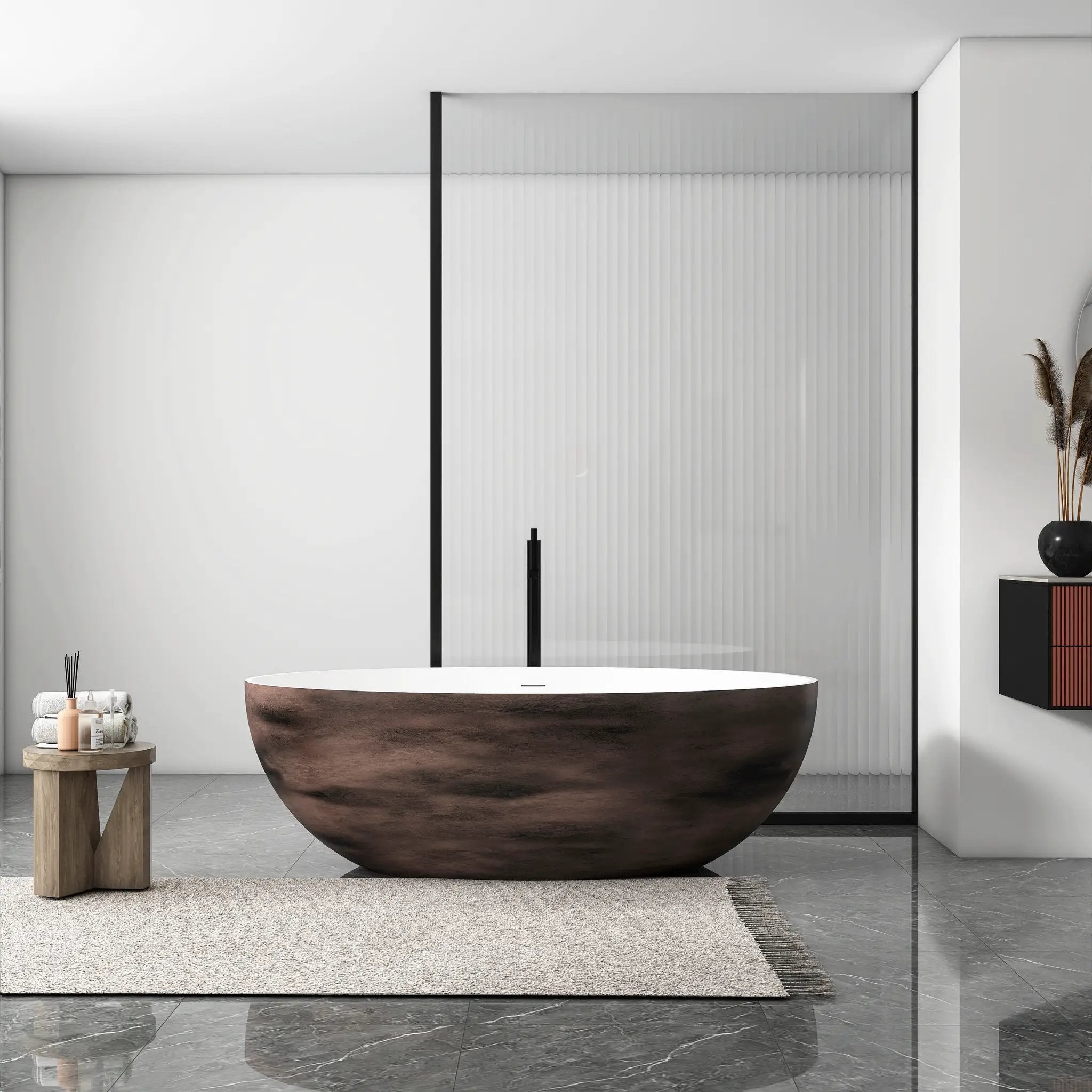 67 Inch Freestanding Solid Surface Soaking Bathtub by HouseOfZazla