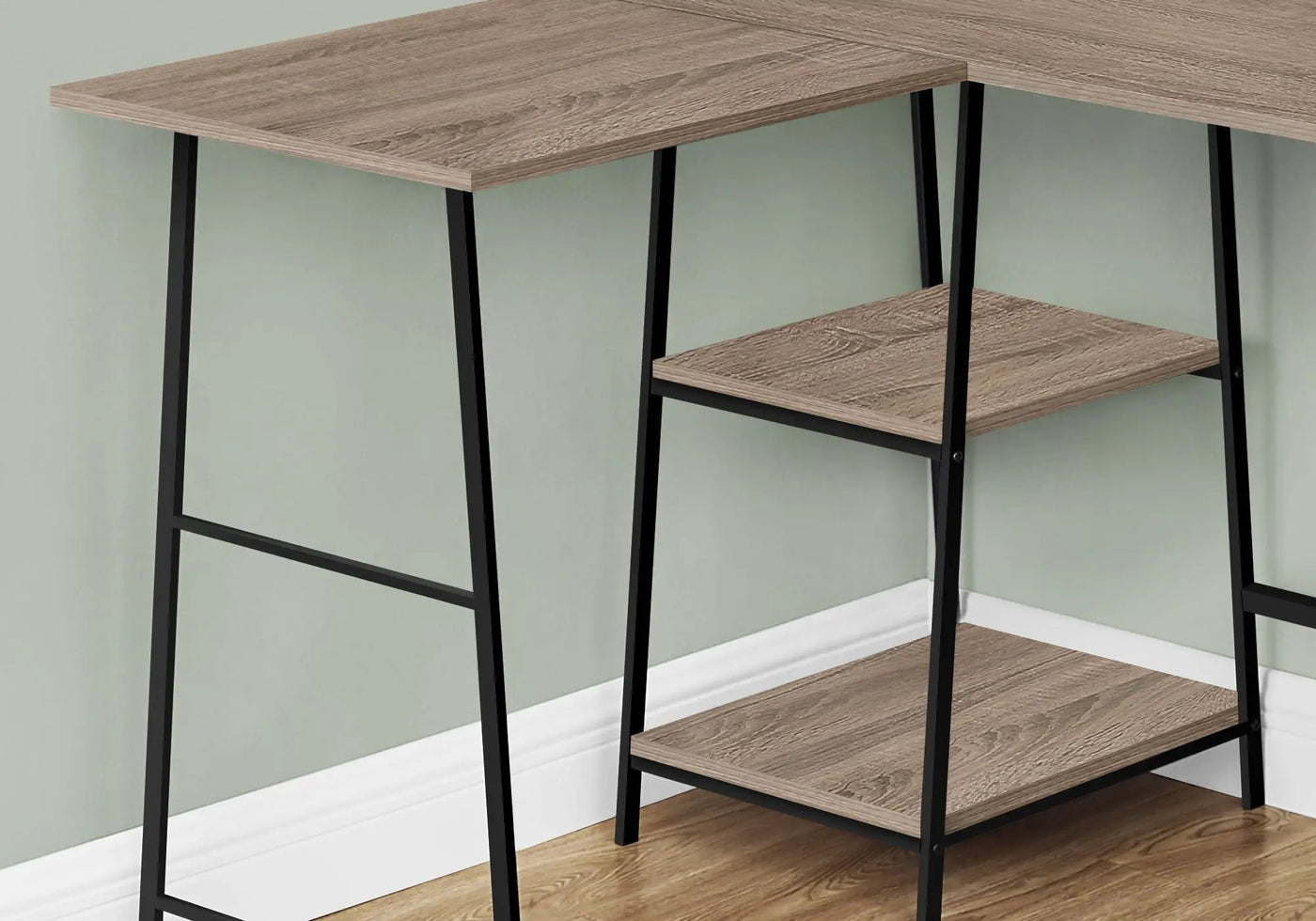 L-Shape Corner Computer Desk with Storage Shelves by HouseOfZazla
