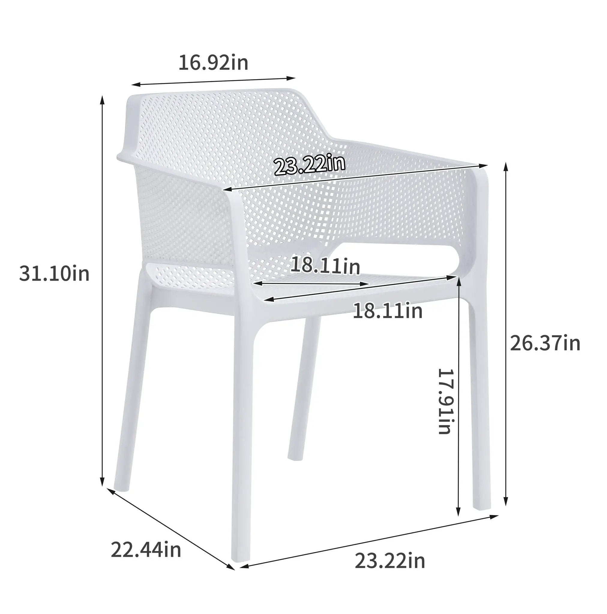 3 Piece Plastic Arm Chair Bistro Grs Premium Ocean Plastic by HouseOfZazla