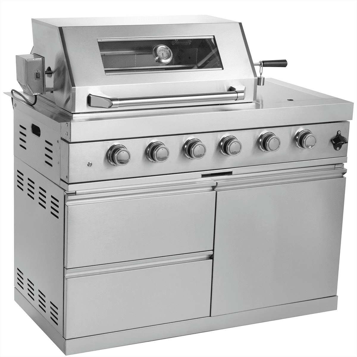 104" 4-Burner 72,000 BTU Silver Outdoor Kitchen Island Grill with Storage Cabinets & Drawers by Chery Industrial