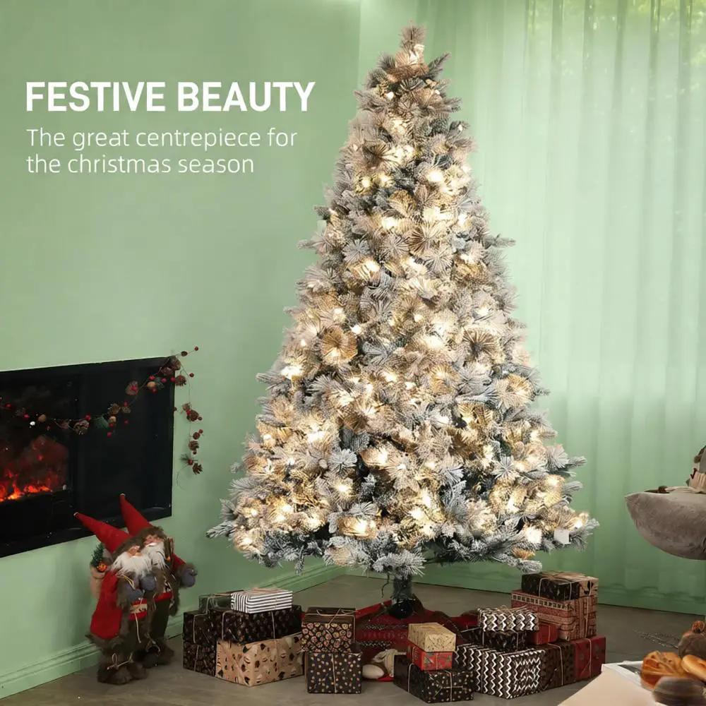 Flocked Artificial Christmas Tree with Clear Lights by HouseOfZazla