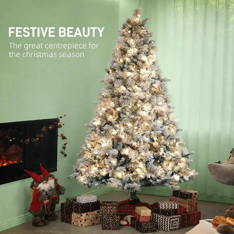 Flocked Artificial Christmas Tree with Clear Lights by HouseOfZazla