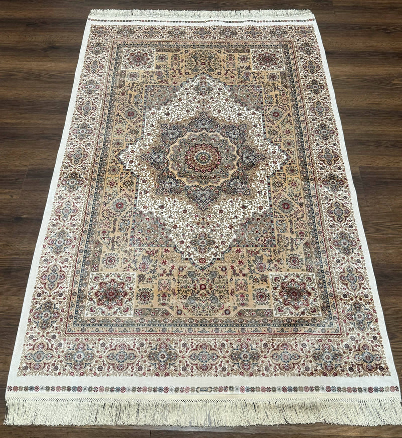 Turkish Memluk Silk Rug 4x6, Hereke Carpet, Bamboo Silk, New by Jewel Rugs