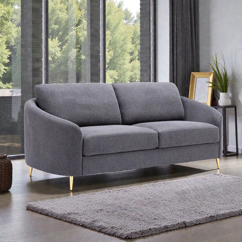 Yuina Linen Sofa in Gray by HouseOfZazla