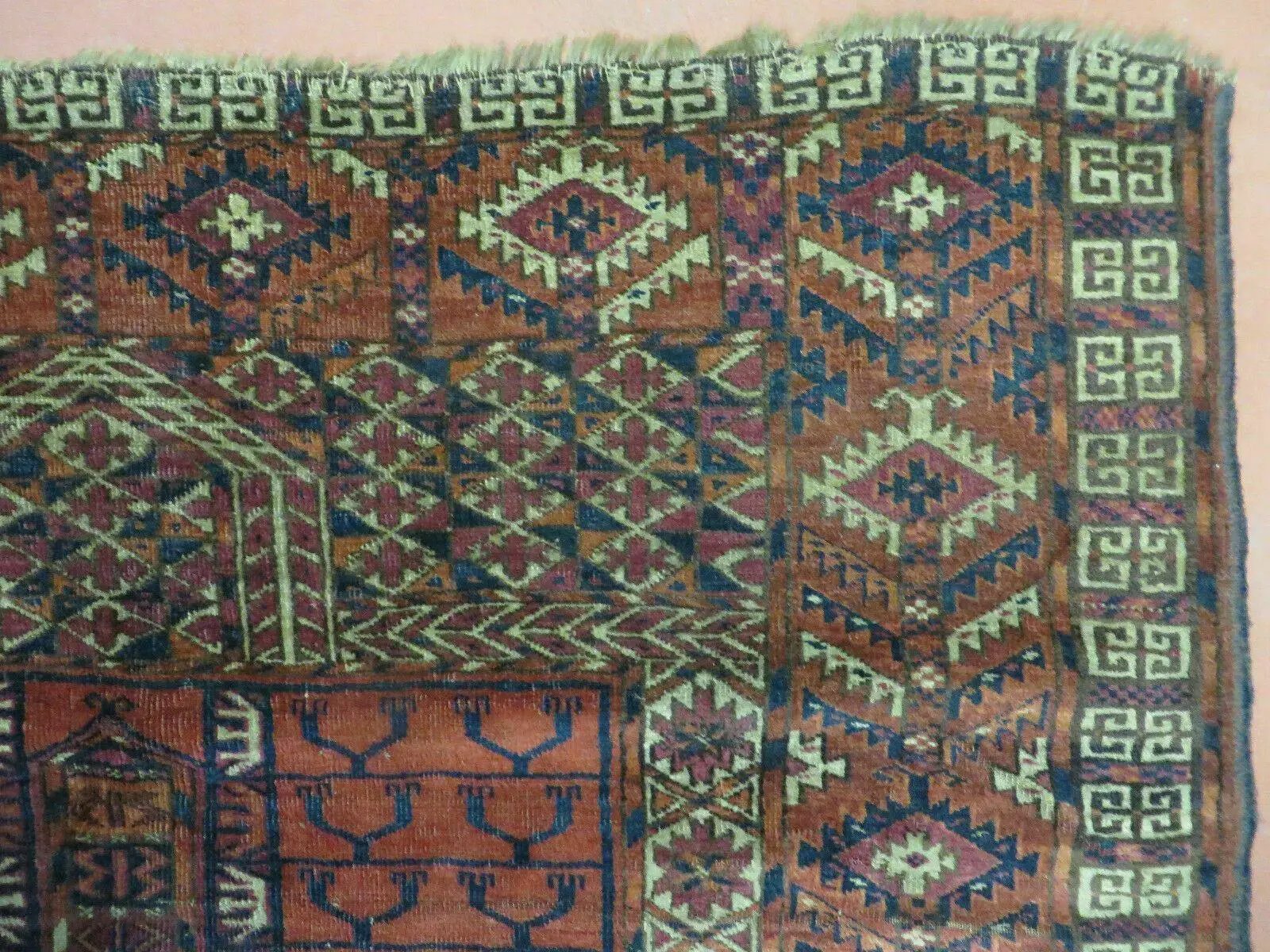 Antique Turkoman Ensi Wool Rug 4x5 by Jewel Rugs