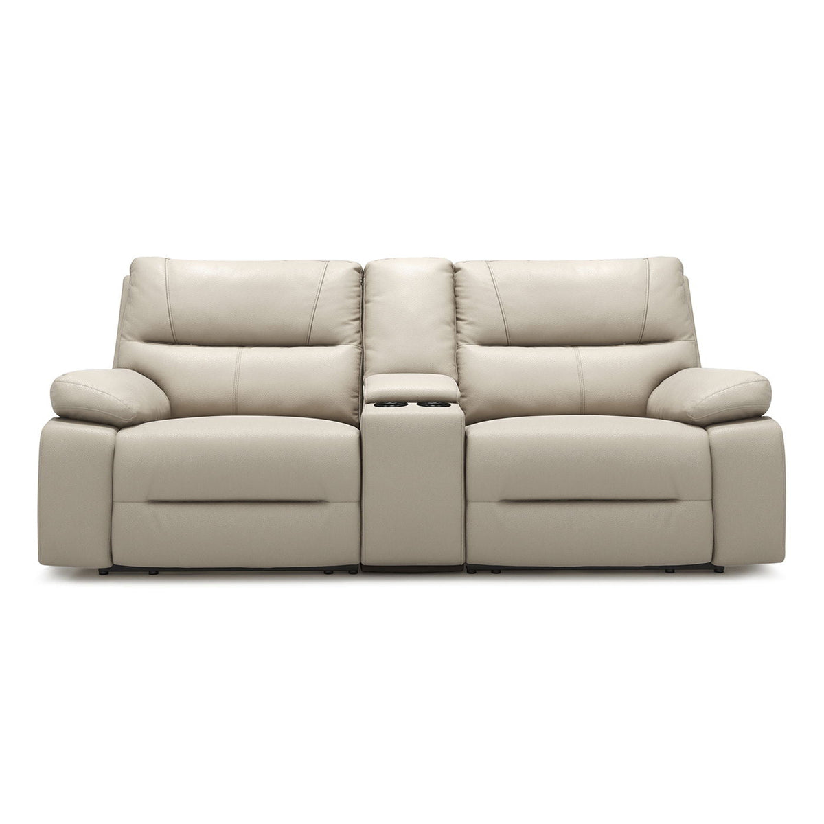 Modern Power Motion Reclining Loveseat Sofa with Cup Holders – Cream Taupe Beige