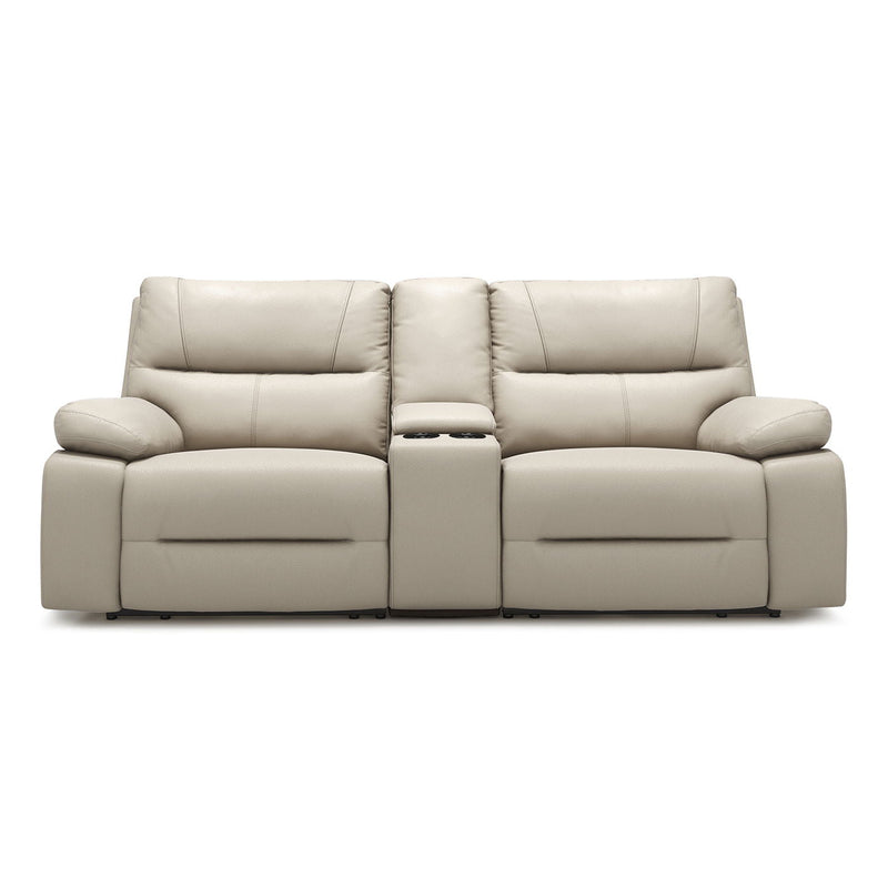 Modern Power Motion Reclining Loveseat Sofa with Cup Holders – Cream Taupe Beige