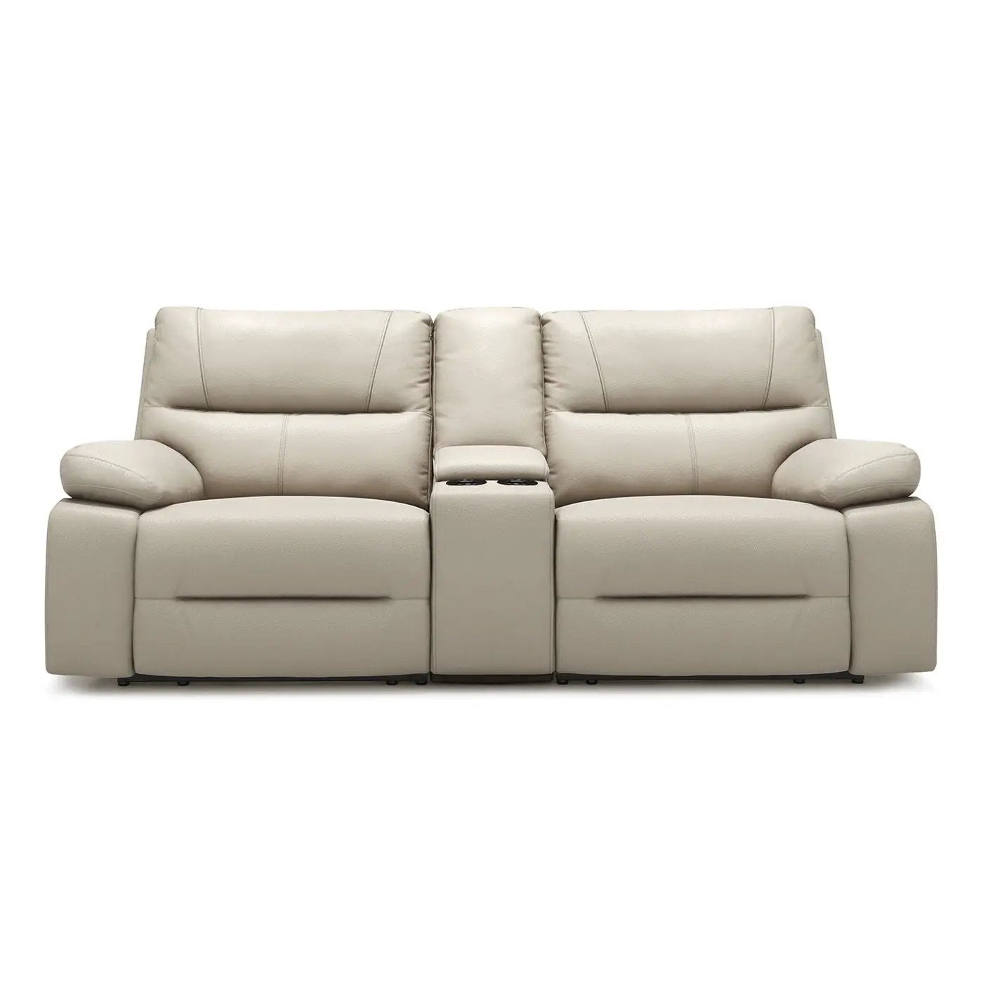 Malibu - Modern Power Motion 3 Piece Reclining Loveseat Sofa With Cup Holders - Cream Taupe Beige by HouseOfZazla