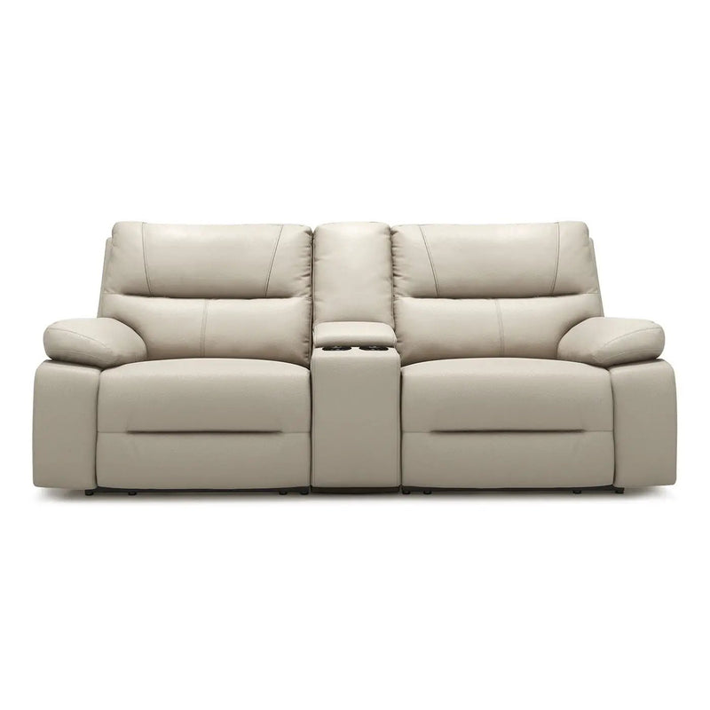 Malibu - Modern Power Motion 3 Piece Reclining Loveseat Sofa With Cup Holders - Cream Taupe Beige by HouseOfZazla