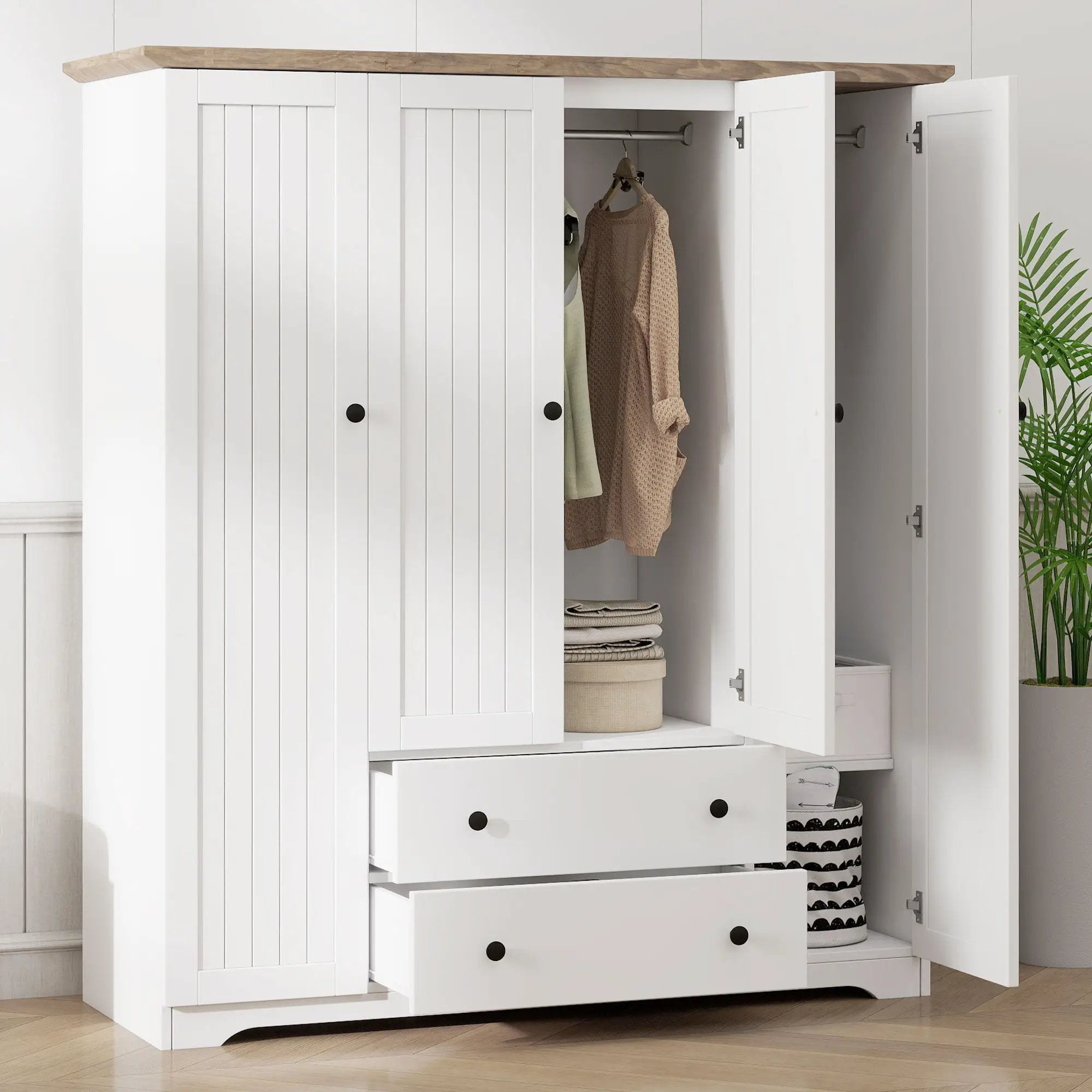 4 Door Wardrobe Armoire With 2 Drawers by Unique Piece Furniture