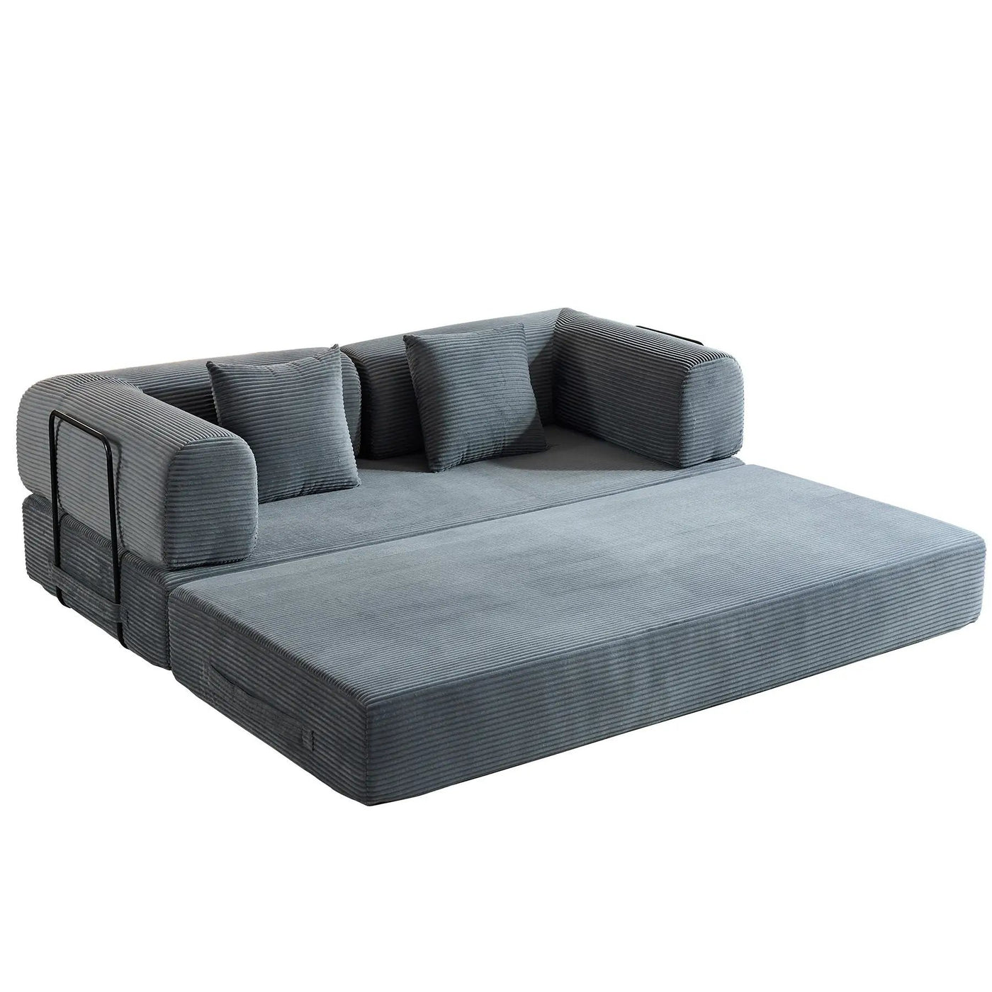 Convertible Sleeper Sofa Bed With Cylindrical Pillow, With Fixed Shape Frame by Unique Piece Furniture