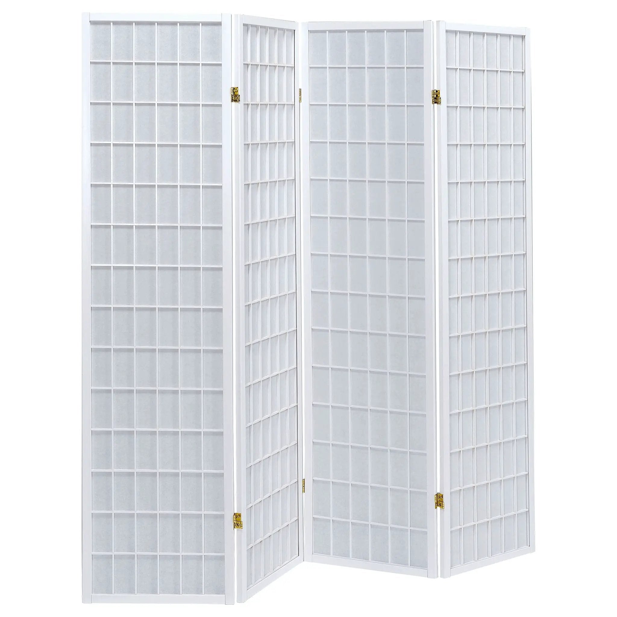 Roberto 4-Panel Room Divider Folding Shoji Screen White by Unique Piece Furniture