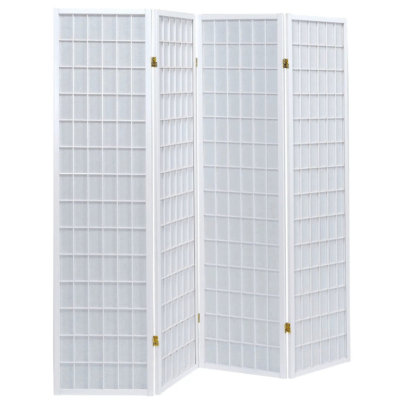 Roberto 4-Panel Room Divider Folding Shoji Screen White by Unique Piece Furniture