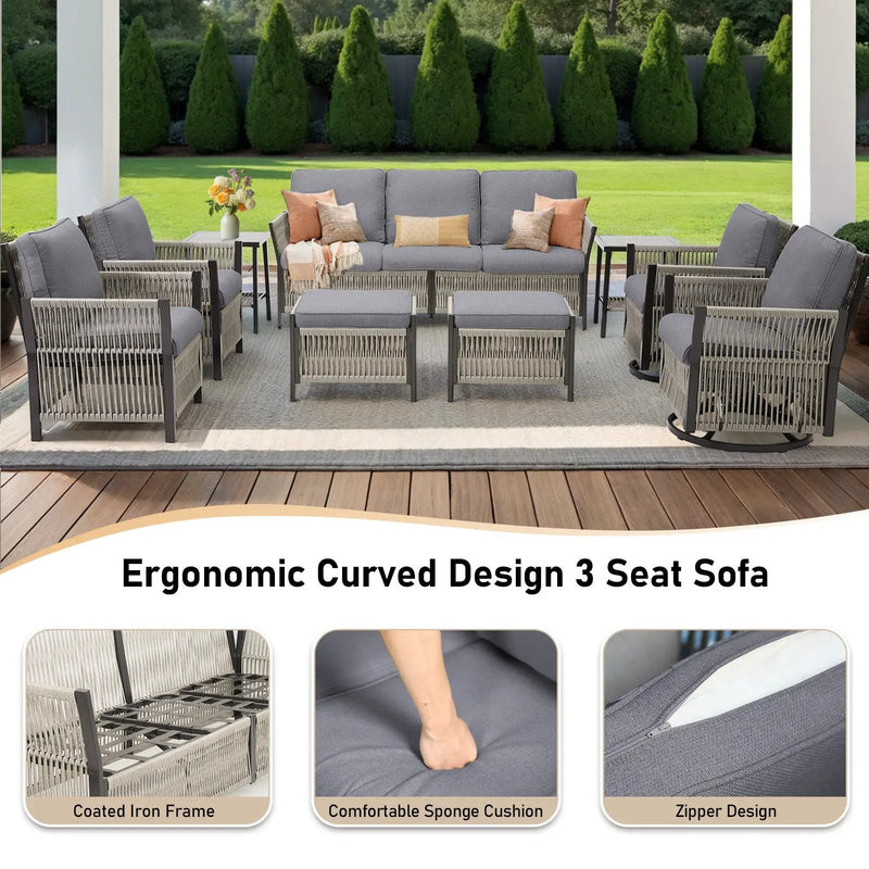 73.6" Outdoor Patio Sofa, 3-Seat Rattan Couch by HouseOfZazla